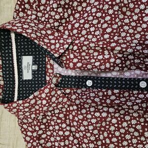 Burnside Red and White Floral Casual Button Down Shirt